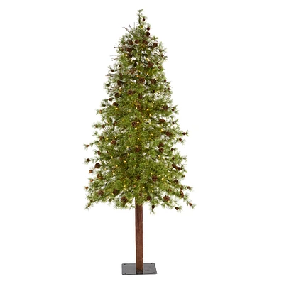 8ft. Pre-Lit Wyoming Alpine Artificial Christmas Tree, Clear LED Lights