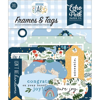 Echo Park Cardstock Ephemera 33/Pkg-Frames & Tags, Welcome Baby Boy