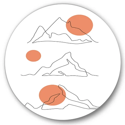 Designart - Abstract Mountain Range With Red Moons