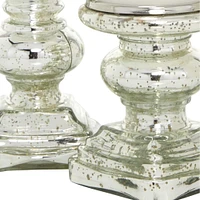 Silver Glass Traditional Candle Holder Set, 2ct.