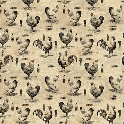 Springs Creative French Rooster Cream Stencil Cotton Fabric
