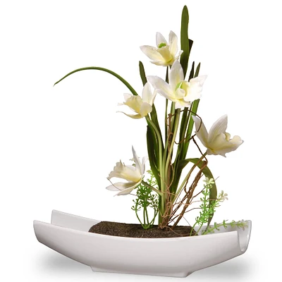 11" White Orchid Flowers