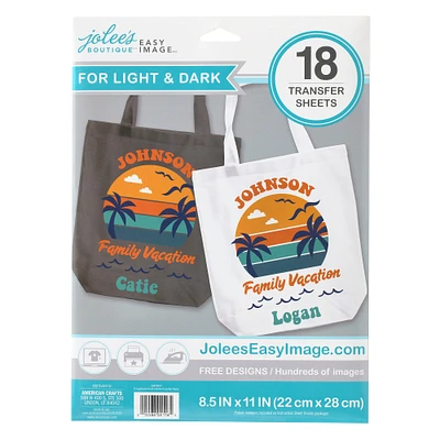 6 Packs: 18 ct. (108 total) Jolee's Boutique® Easy Image® Light & Dark Fabrics Iron-On Transfer Sheets