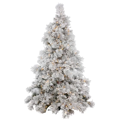 4.5ft. Pre-Lit Flocked Alberta Artificial Christmas Tree, Clear Lights