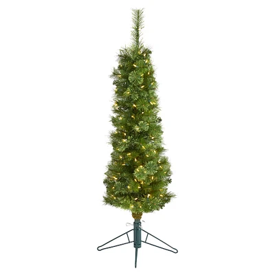 4ft. Pre-Lit Green Artificial Christmas Tree, Clear LED Lights