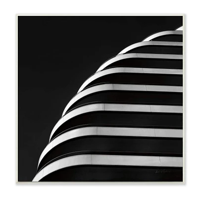 Stupell Industries Modern Architectural Organic Building Black White Photograph Wood Wall Plaque