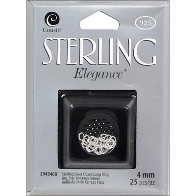 Cousin® Sterling Elegance® 4mm Closed Jump Rings, 25ct.