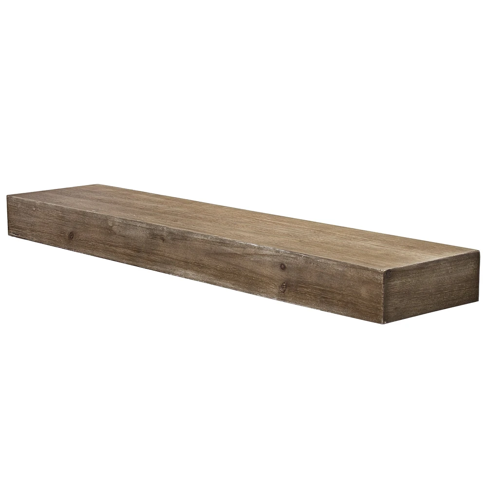 Walnut Brown Rustic Wood Floating Wall Shelf