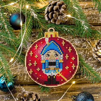 Wonderland Crafts Red & Blue Nutcracker Ornament Cross-Stitch Kit