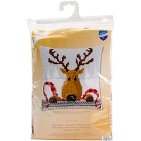 Vervaco Reindeer with a Red Scarf Needlepoint Cushion Top Kit