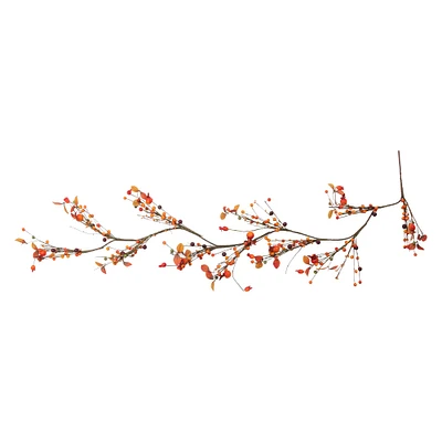 5ft. Autumn Harvest Berries & Leaves Rustic Twig Thanksgiving Garland