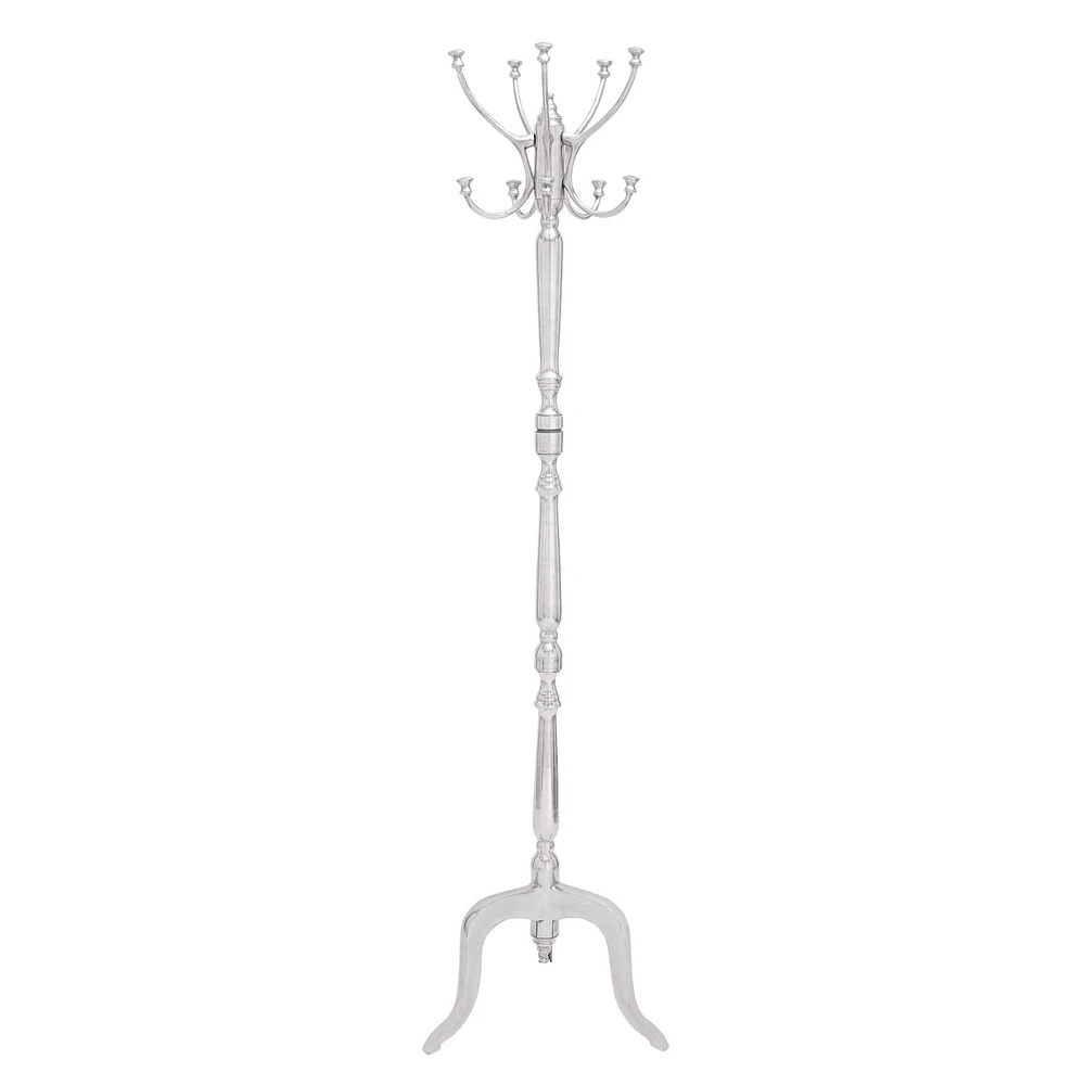 60" Silver Metal Traditional Coat Rack