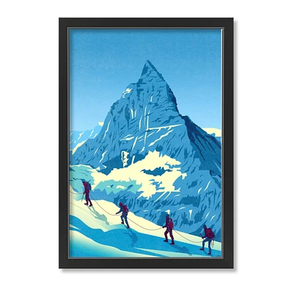 Mountain Range Hikers Black Framed Print Under Plexiglass