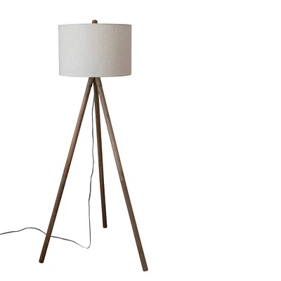 5ft. Modern Wood Tripod Floor Lamp with Fabric Shade