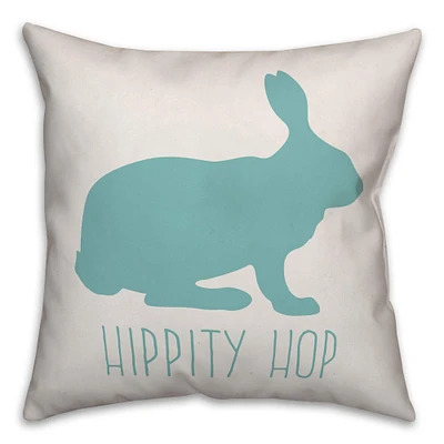Hippity Hop Teal Bunny Silhouette Throw Pillow