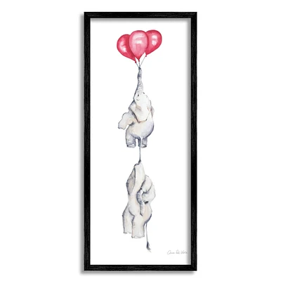 Stupell Industries Kids' Baby Elephants Flying with Floating Red Balloons Framed Wall Art