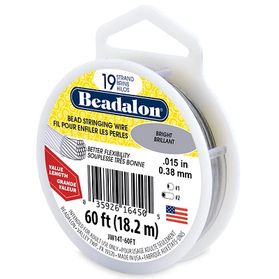 6 Pack: Beadalon® 0.38mm Bright 19 Strand Bead Stringing Wire, 60ft.
