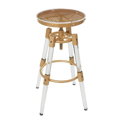 27" Gold Acrylic Bar Stool with Clear Acrylic Accents