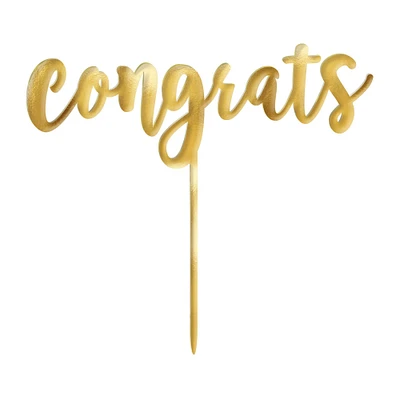 6.5" Gold Congrats Graduation Cake Toppers, 2ct.