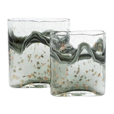 Gray Glass Contemporary Vase Set