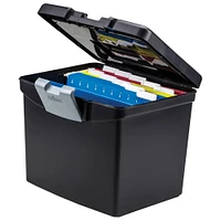 Storex Portable File Box with XL Storage Lid, Black