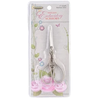 Sullivans 4" Pewter Heirloom Embroidery Teardrop Handle Scissors