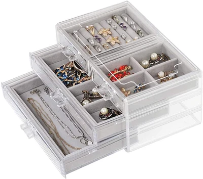 Iron Gray Triple Acrylic Jewelry Box
