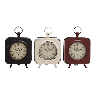 Vintage Multicolored Metal Clock Set