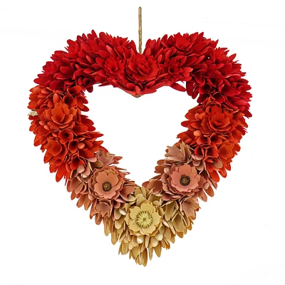 20'' Red Ombre Artificial Floral Valentine's Day Heart Wreath