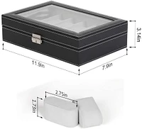 Charcoal Black Dozen Leather Watch Box