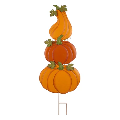 42" GlitzHome® 3-in-1 Metal Pumpkin Yard Stake