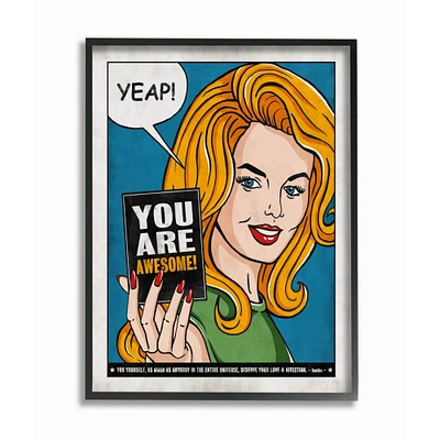 Stupell Industries You Are Awesome Vintage Comic Book Black Framed Wall Art