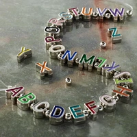 Rhodium Mixed Enamel Metal Alphabet Beads by Bead Landing™