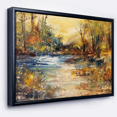 Designart - Stream in Forest Oil Painting