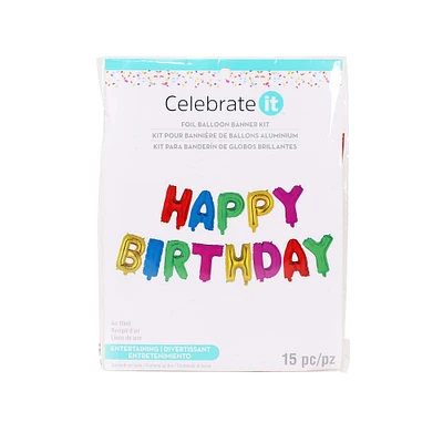 6 Pack: Happy Birthday Multicolored Foil Balloon Banner Kit by Celebrate It™