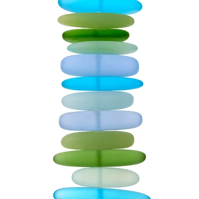 Matte Blue & Green Glass Chip Beads by Bead Landing™