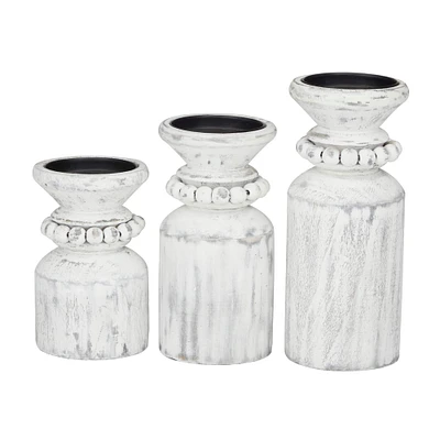 White Traditional Candle Holder Set