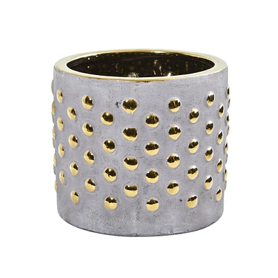 6" Regal Stone Hobnail Planter with Gold Accents