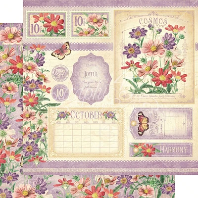 Graphic 45 Flower Market 12" x 12" October Double-Sided Cardstock, 15 Sheets