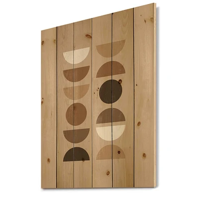 Designart - Abstract Sun Moon Geometric Print II - Modern Print on Natural Pine Wood