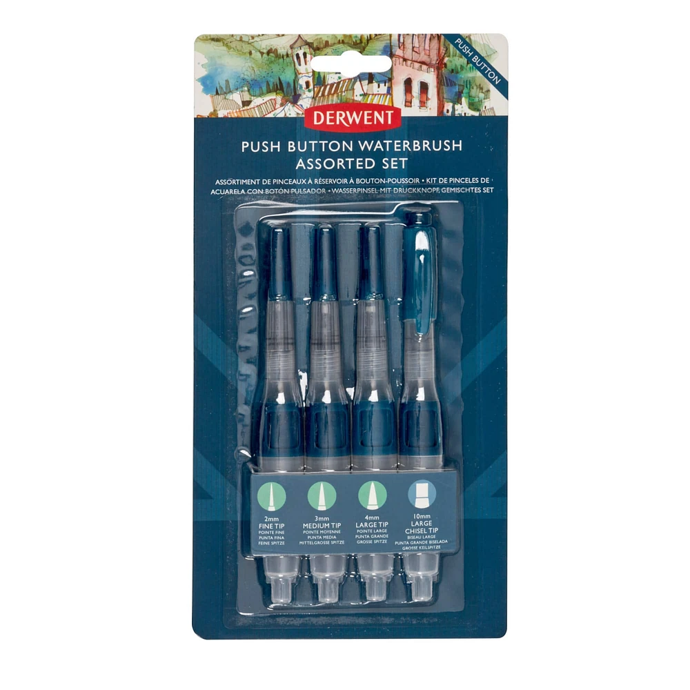 Derwent® Assorted Push Button Waterbrush Set