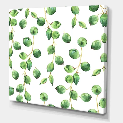 Designart - Tropical Green Leaves Patern - Tropical Canvas Wall Art Print