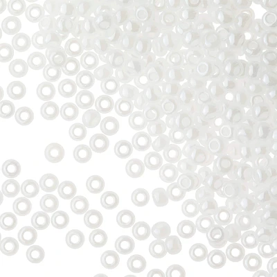 12 Pack: John Bead White Pearl Opaque Czech Glass Seed Beads, 8/0