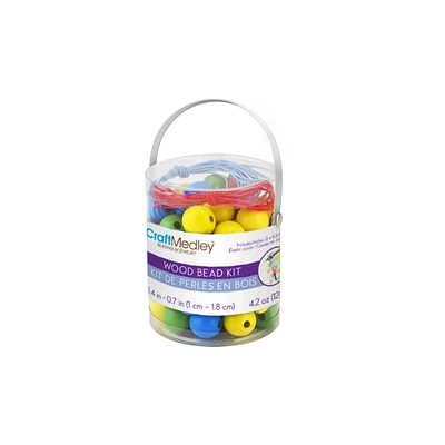 Craft Medley™ Primary Mix Multicraft Wooden Bead & Cord Kit
