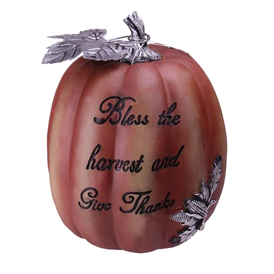 10" Bless the Harvest Pumpkin Tabletop Décor