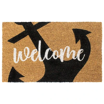 RugSmith Brown Machine Tufted Welcome Anchor Doormat