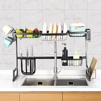 NEX™ 38" Black 2-Tier Stainless Steel Over the Sink Dish Rack