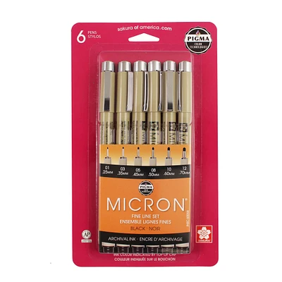 Pigma® Micron® Fine Line 6 Pen Set
