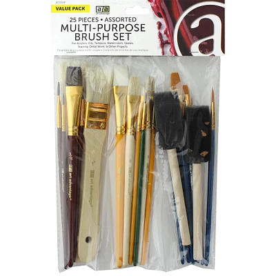 Art Advantage® Multi-Purpose 25 Piece Brush Set