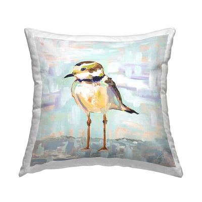 Stupell Industries Small Bird Standing Pastel Wildlife Animal Throw Pillow, 18" x 18"